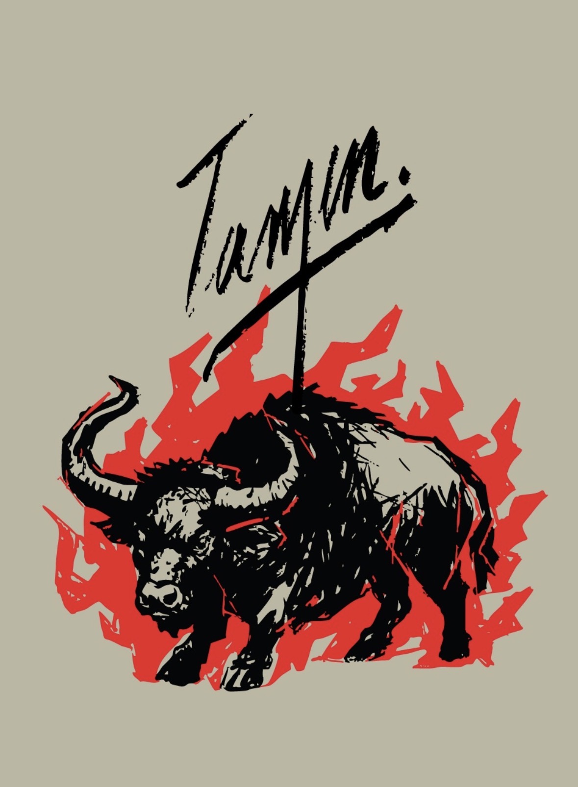Tamin bull mark in red flames